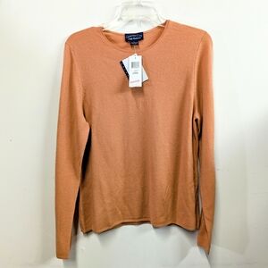 Charter Club NWT Orange Cashmere Sweater L Pullover 2 Ply